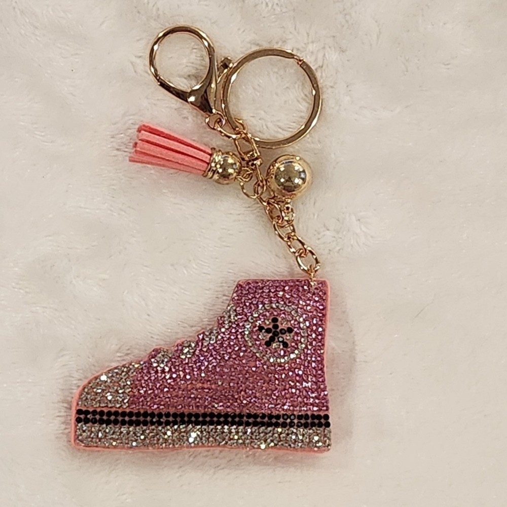 Pink Rhinestone Converse Sneaker Keychain Bag Charm